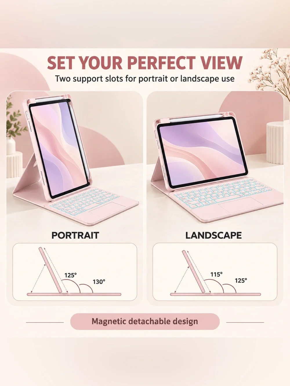 🎀 Blush Pink Backlit Keyboard Case for iPad A16 2025 / 10th Gen 2022B